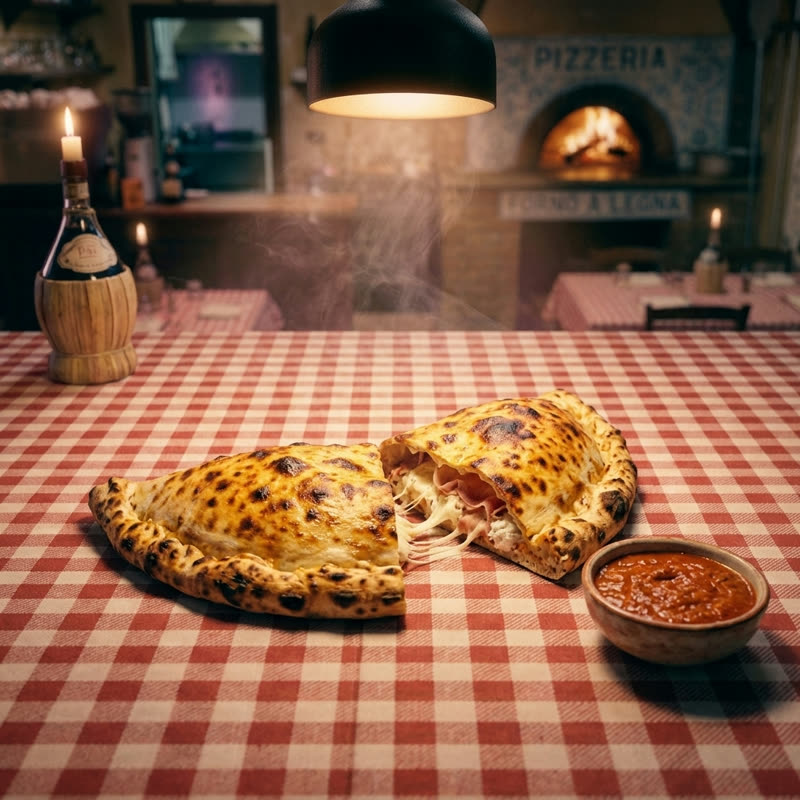 Calzone met ricotta en ham